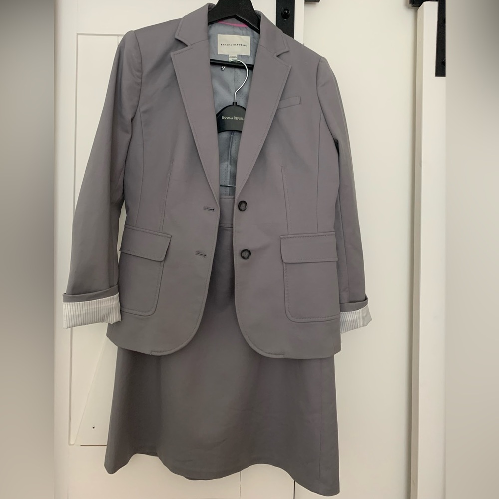 Banana Republic Grey Skirt Suit